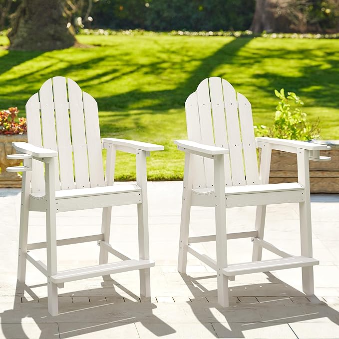 Tall Adirondack Chairs Set of 2, Recycled Poly Adirondack Chair Bar stools