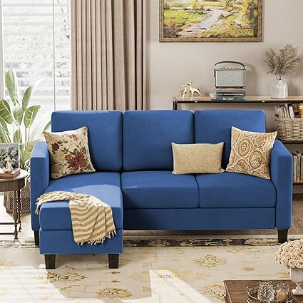 Convertible Sectional Sofa Couch, L-Shaped 3 Seat with Linen Fabric