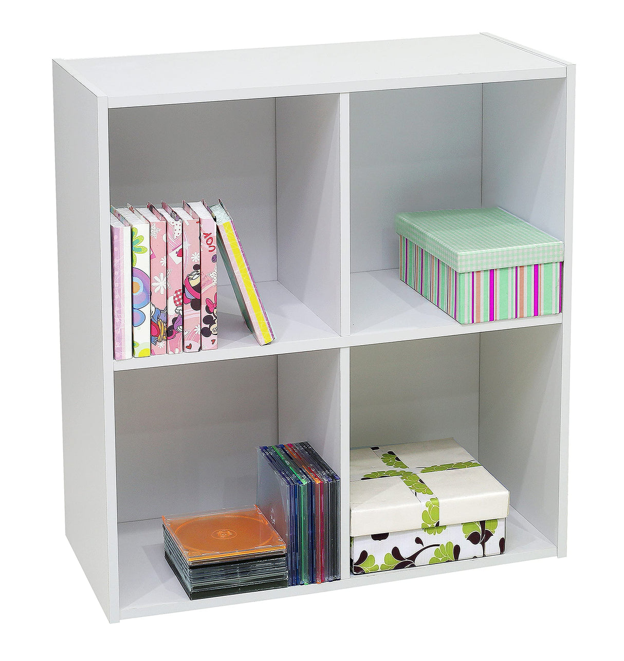 4-Cube Bookcase, Unit Shelf, Storage Organizer, White