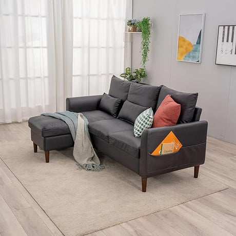 Convertible Sectional Sofa Couch, 2 and 3 Seat L Shaped Sofa with Armrest Small Couch Ottoman