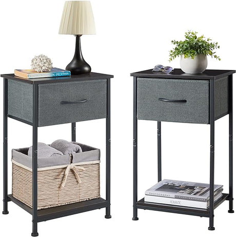 Nightstand Set of 2, Bedside Table End Table for Bedroom Dorm Nursery Living Room