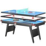 3 in 1 Billiard Table, 65.75" Multi Game Table Includes Pool Table and Table Tennis