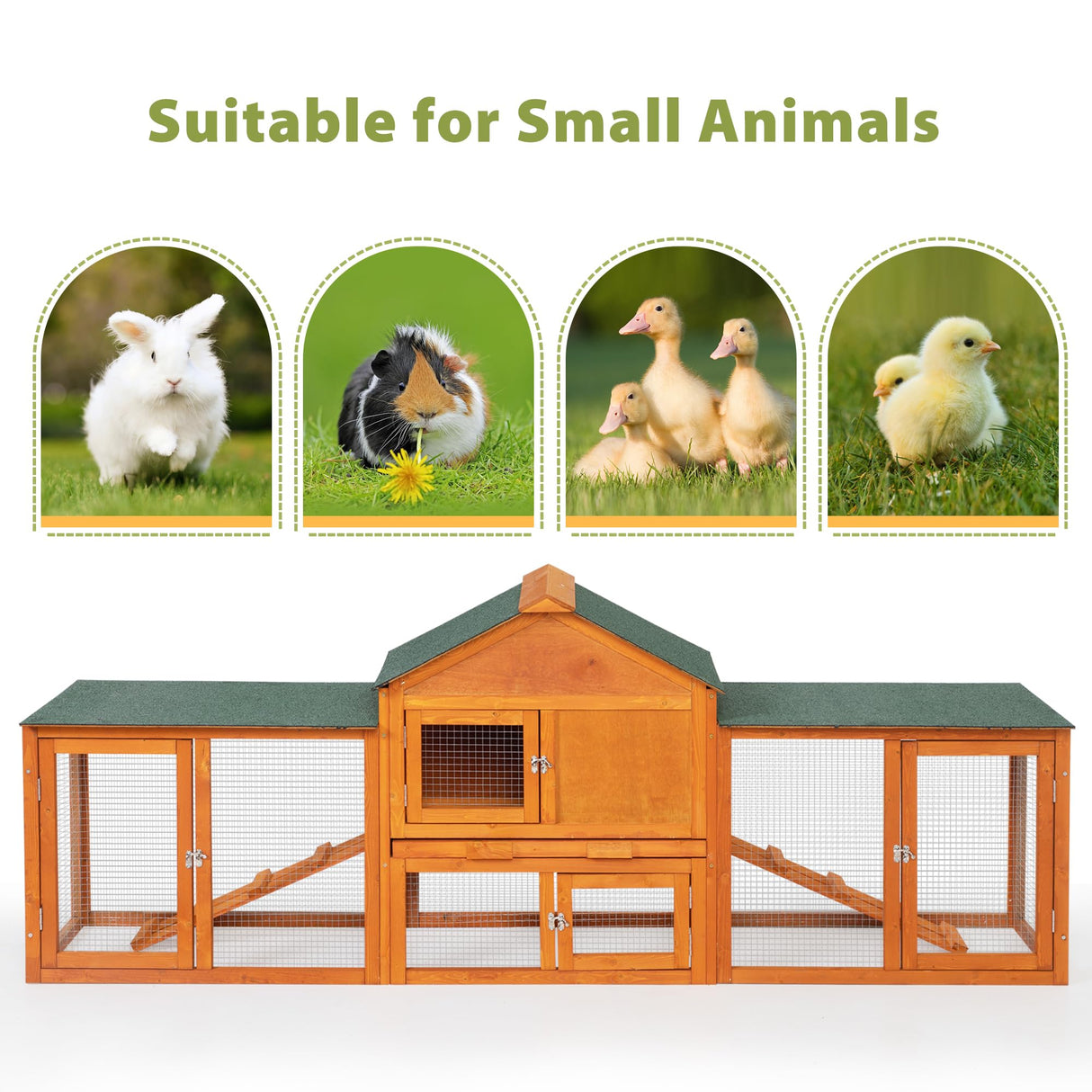 47"L Rabbit Hutch Indoor Wooden 2 Story Rabbit Large Bunny Hutch Outdoor Bunny Cage