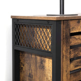 Lowell Storage Cabinet, Sideboard with Adjustable Shelves and Louvered Doors, Industrial,