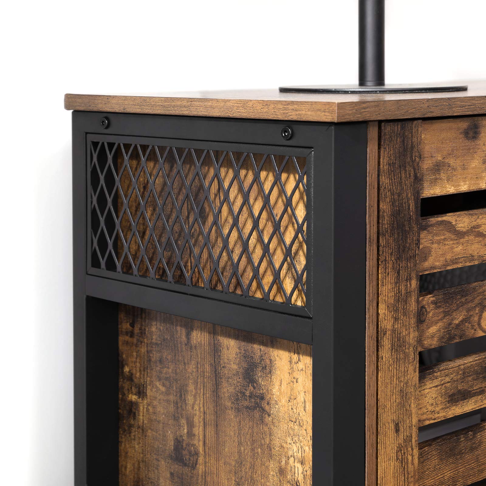 Lowell Storage Cabinet, Sideboard with Adjustable Shelves and Louvered Doors, Industrial,