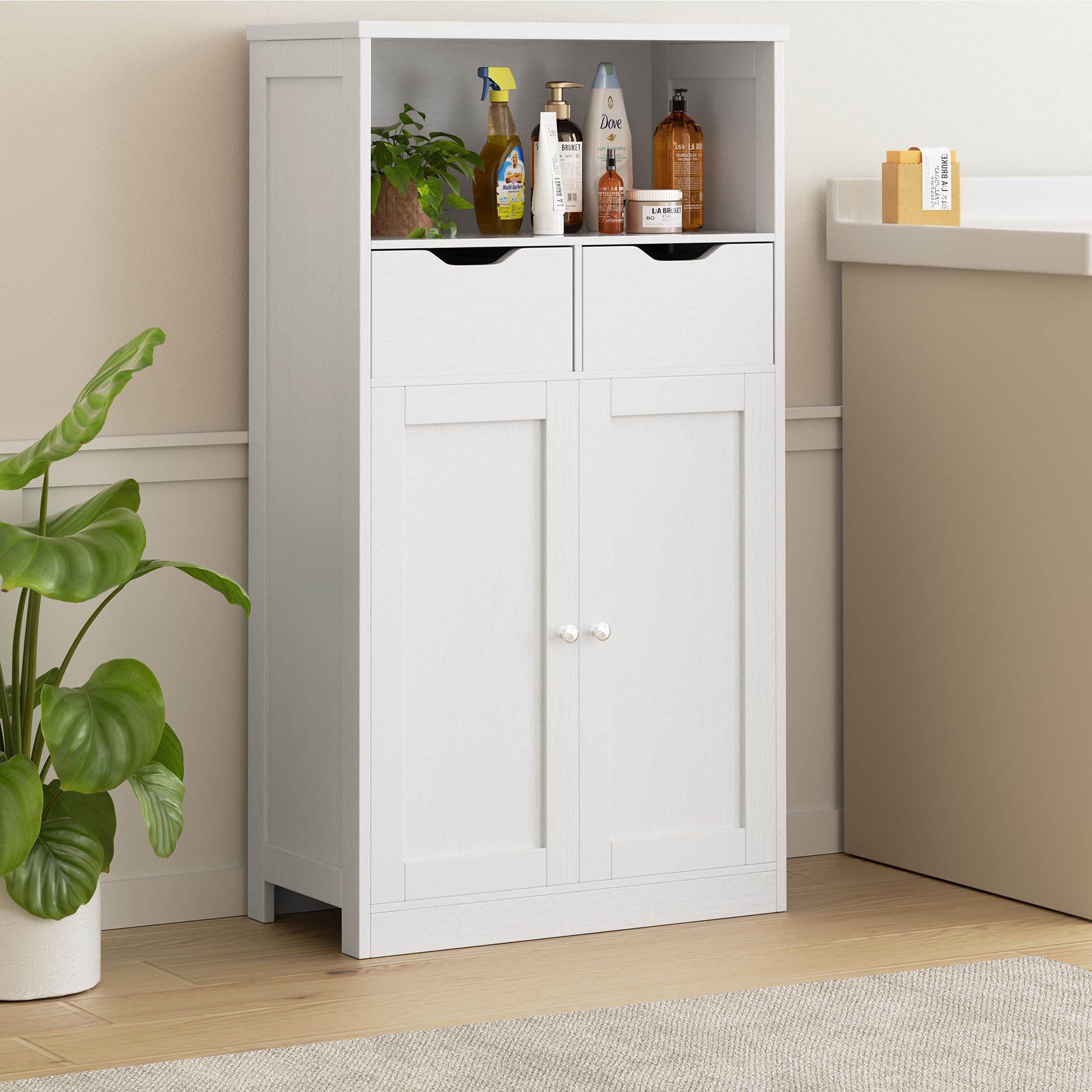 Bathroom Storage Cabinet, Floor Storage Cabinet with 2 Drawers