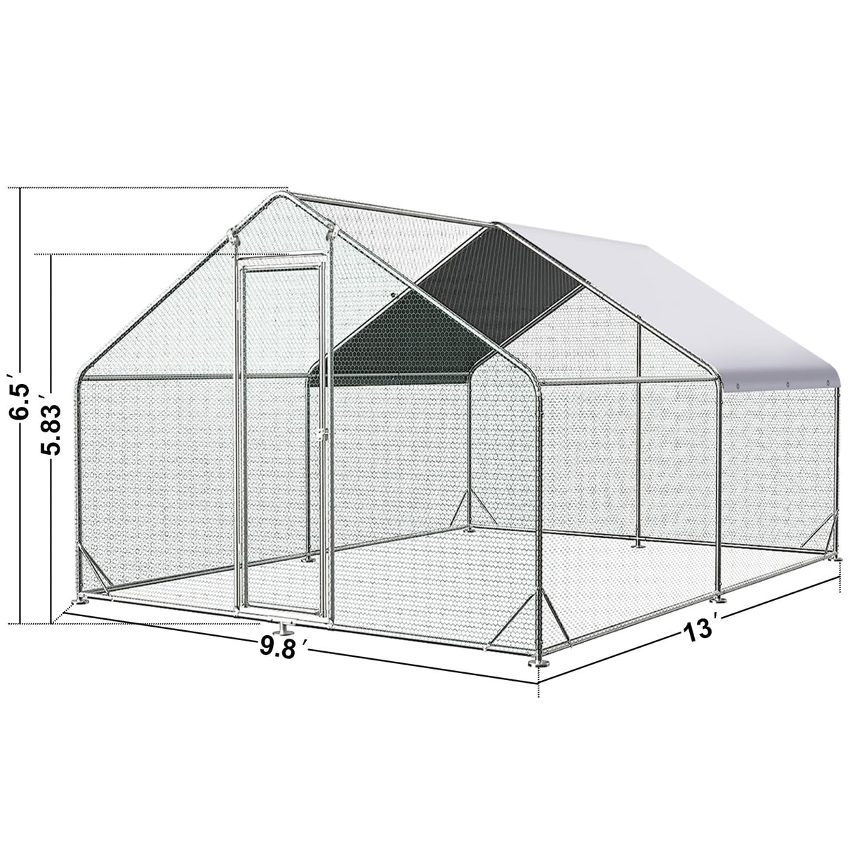 Large Chicken Coop Metal Chicken Runs Walk-in Chicken House Chicken Pen Kennel Poultry Cage