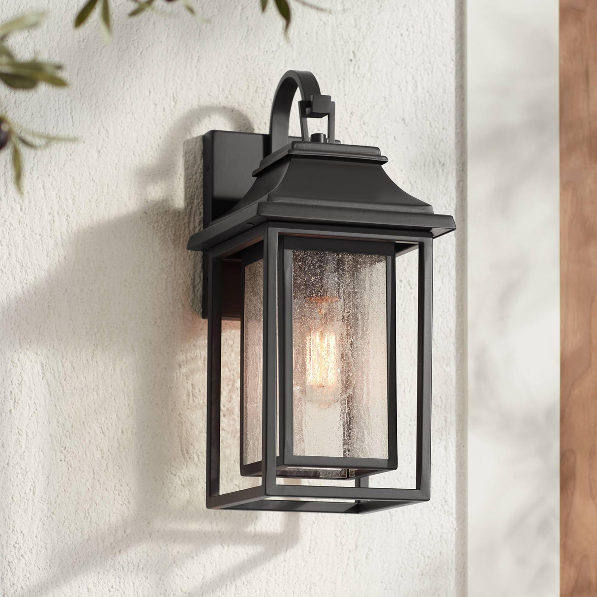 Cecile Modern Outdoor Wall Light Fixture Painted Bronze Aluminum Box Frame 17 3/4"