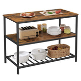 Kitchen Island with 3 Shelves, 47.2 Inches Kitchen Shelf with Large Worktop