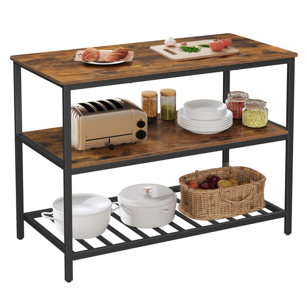 Kitchen Island with 3 Shelves, 47.2 Inches Kitchen Shelf with Large Worktop