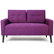 Linen Square Arm Loveseat Sofa