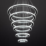 Modern Crystal Chandelier Lighting, 6 Ring Chandelier LED Ceiling Lights Fixtures