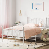 IDEALHOUSE White Twin Bed Frame for Kids,Twin Bed Frame with Heart Shaped Headboard and Tailboard,Heavy Metal Slat Support,Noiseless,White