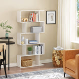 5-Tier Geometric Bookcase, Freestanding S Shaped Bookshelf, Modern Multifunctional Display Shelves