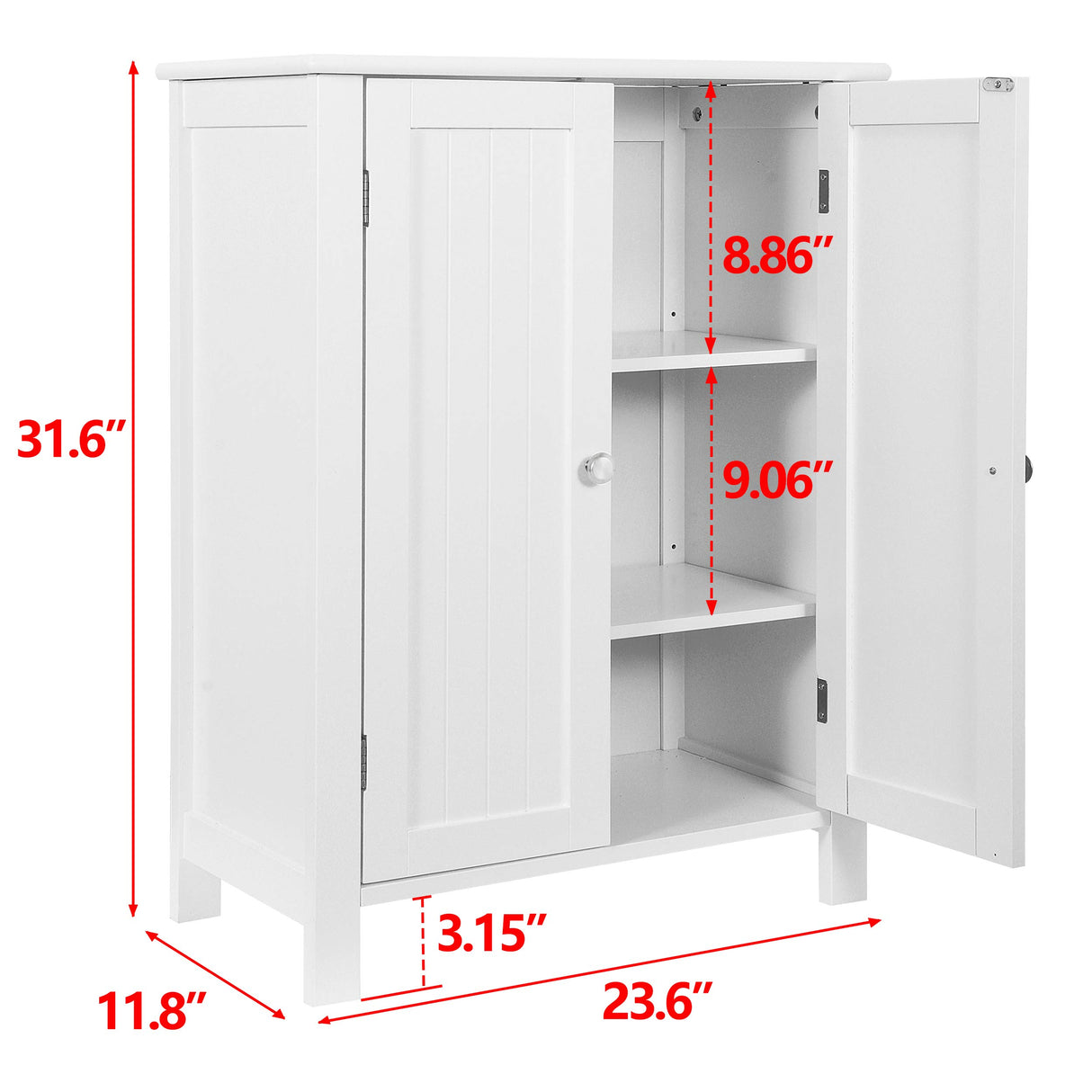 Bathroom Floor Storage Cabinet Free Standing Side Organizer, Tall Kitchen Pantry