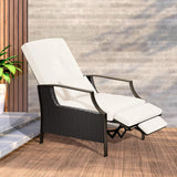 Outdoor Recliner Chair,PE Wicker Patio Lounge Chairs with Extended Footrest