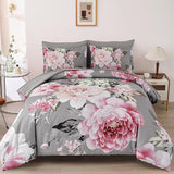 Khaki Comforter Set King Size 7 Pieces Floral Bed