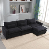 Corduroy Cloud Sectional Couch, Modern Comfy Modular L-Shaped Sectional Sofa