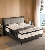 Queen Mattresses,14 Inch Queen Size Mattresses in a Box,Memory Foam Hybrid White & Black Mattress