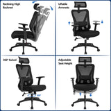 Office Desk Chair, Ergonomic Computer Desk Chair with Adjustable Headrest Armrests