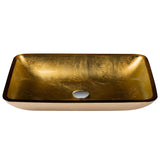 Rectangular Gold Glass Vessel Bathroom Sink, 22 inch GVR-210-RE