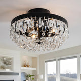 Black Crystal Ceiling Light 4 Light Semi Flush Mount Ceiling Light Crystal Close to Ceiling