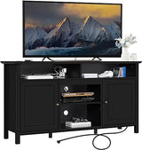 Black TV Stand for TVs up to 65 Inch, Modern Media Entertainment Center with Double