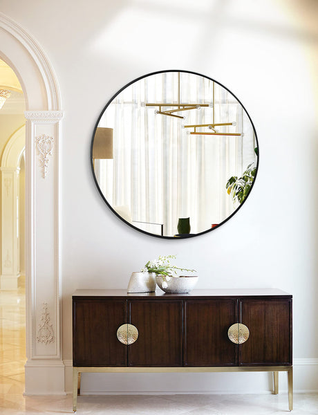 36 Black Round Mirror, Aluminum Framed Circle Wall Mounted Mirror, Circular Vanity Mirror,