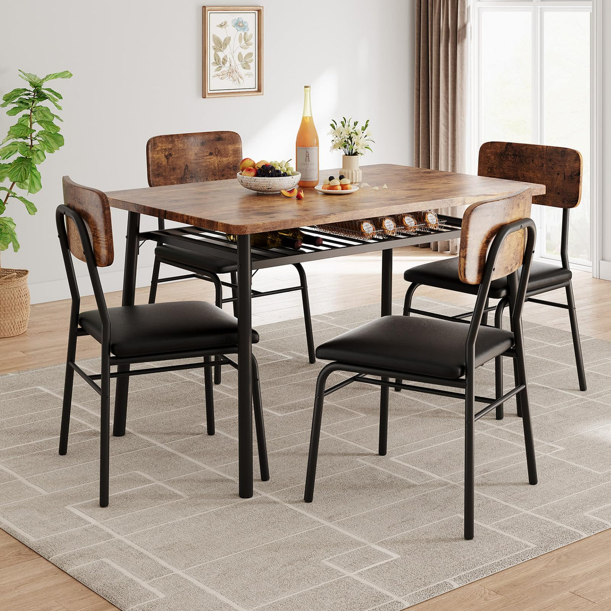 Piece Dining Table Set, Modern Kitchen Table Set for 4, Dining Table and Chairs for 4