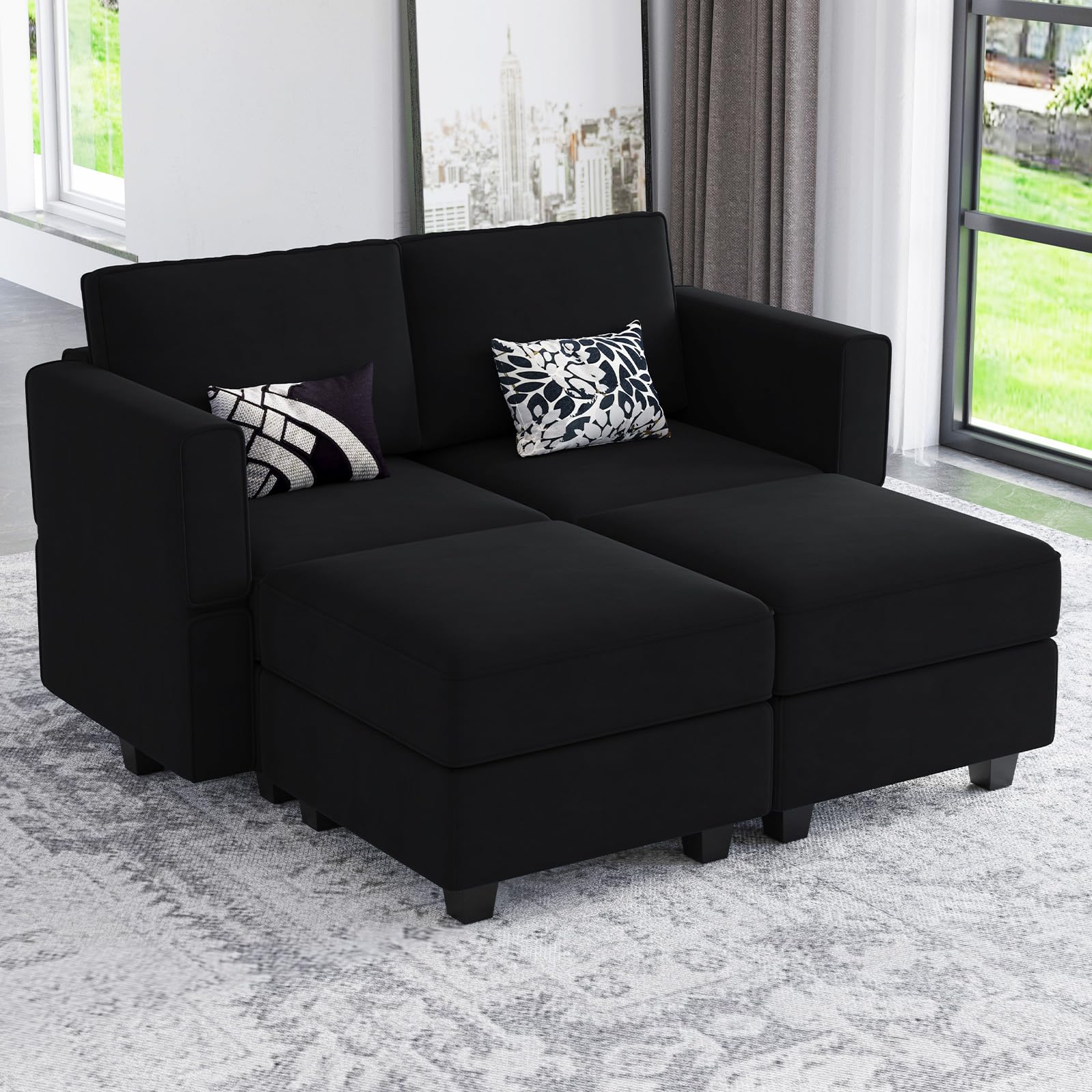 Modular Sectional Sofa with Reversible Chaise L Shaped Couch with Ottoman Modular