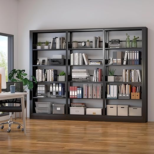 69" Tall Heavy-Duty Bookshelf, 5-Tier Metal Bookshelf with Adjustable Shelves