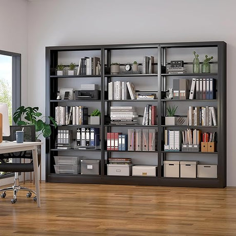 5-Tier Bookshelf, White Bookshelf with Adjustable Storage Shelves