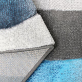 Blue Ocean Waves Area Rug 8x10 - Modern Abstract Swirl Design