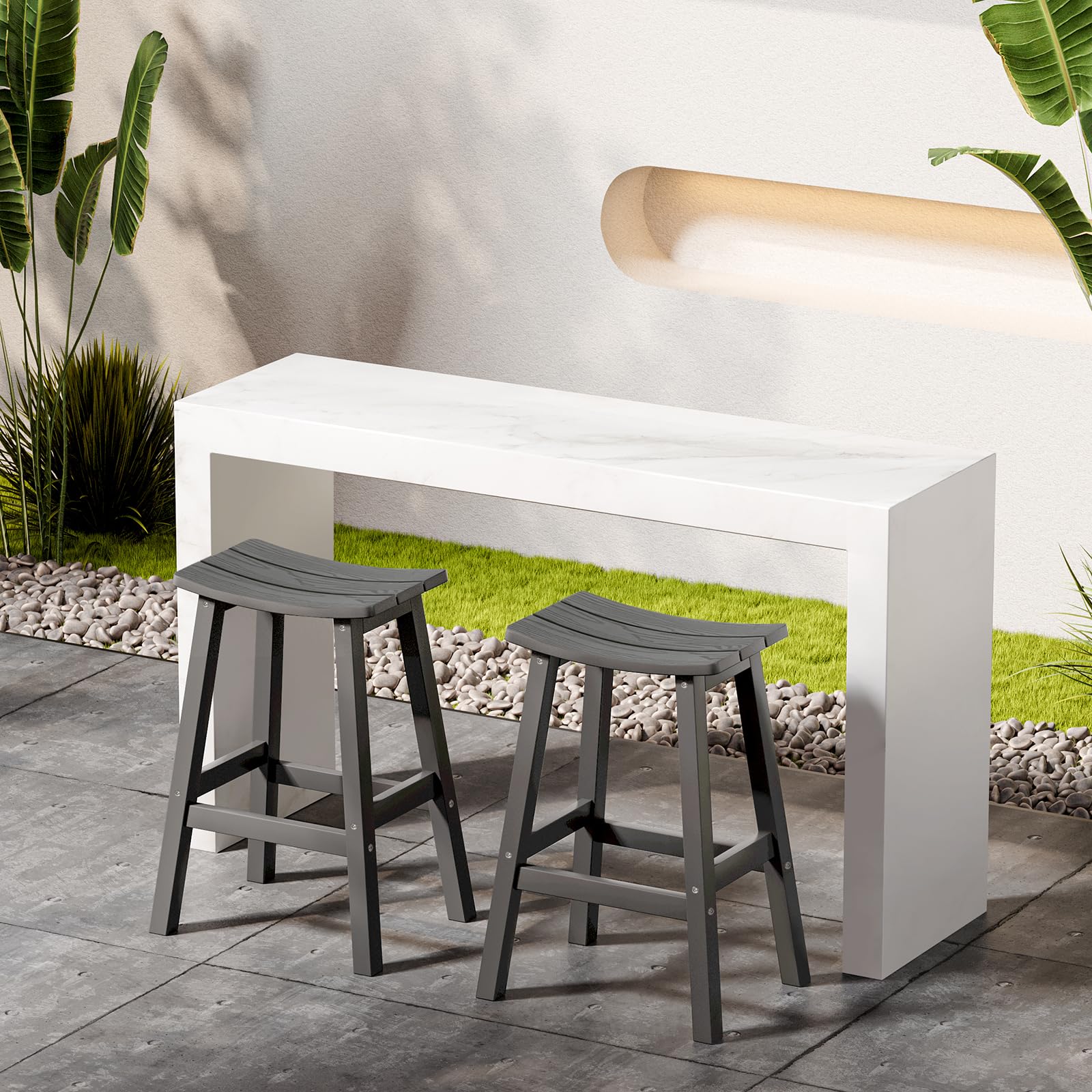 Bar Stools Set of 4, All-Weather Outdoor Barstools