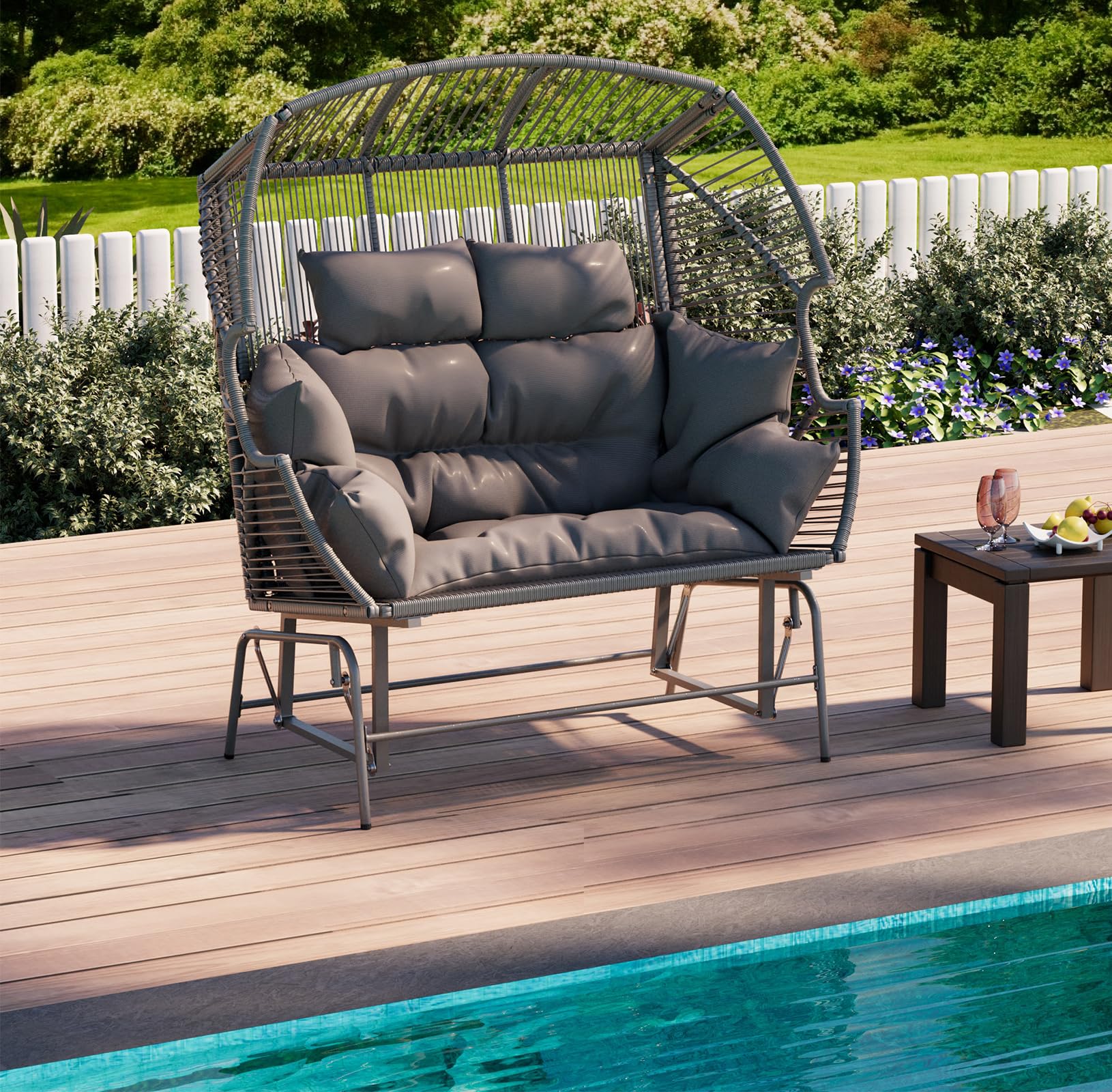 Patio Double Egg Chair, Indoor Outdoor Oversized Loveseat