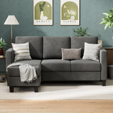 Convertible Sectional Sofa Couch, 3 Seat L-Shaped Sofa with Linen Fabri