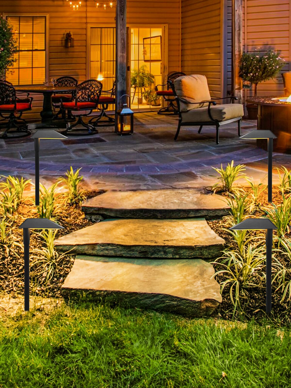 Voltage Landscape Pathway Lights with Connectors, 12-24V Waterproof Warm White