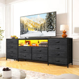 12 Drawer Dresser TV Stand for 65 70 75 Inch TV 63" W Extra Long Black Dresser