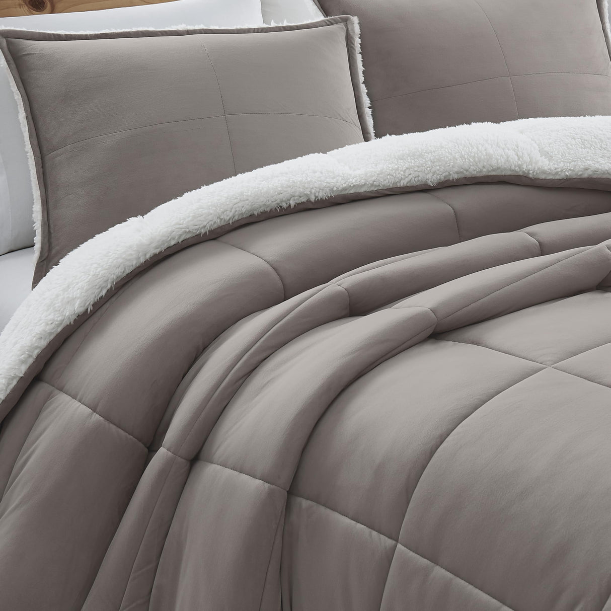 Blissful Comforter Set with 2 Pillow Shams Reversible White Comforter Plush Fluffy
