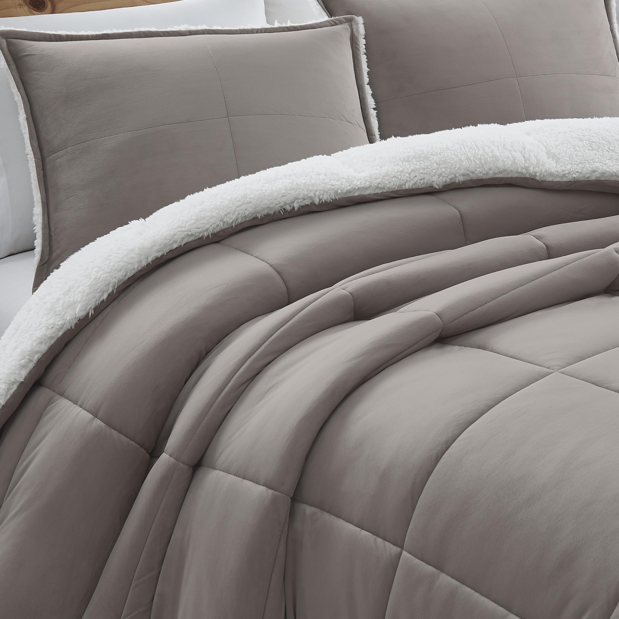 Blissful Comforter Set with 2 Pillow Shams Reversible White Comforter Plush Fluffy