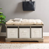 Furnishings 42" Modern Farmhouse Entryway Storage Bench - Grey Wash