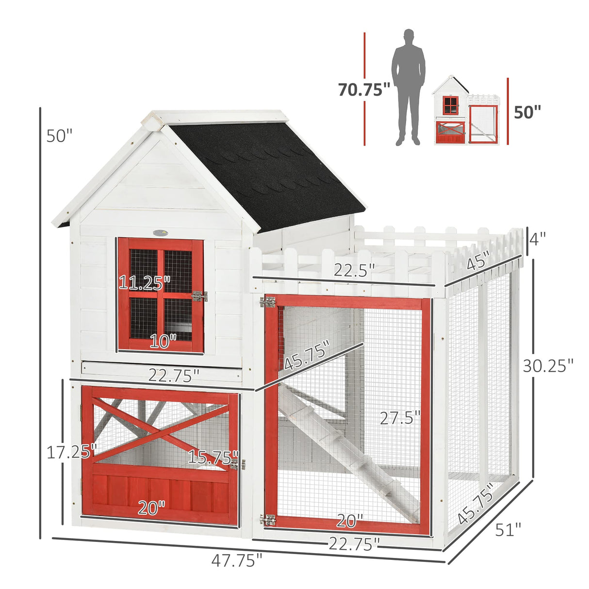 51" Small Chicken Coop with Storage Box, Wooden Chicken Coop Chicken