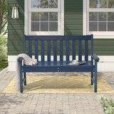 Outdoor Garden Bench, All Weather HDPE Patio Porch Bench with Faux Wood Grain Pattern