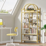 Bookshelf 4 Tiers with 4 Hooks, Triple Bookcase with Open Display Shelves