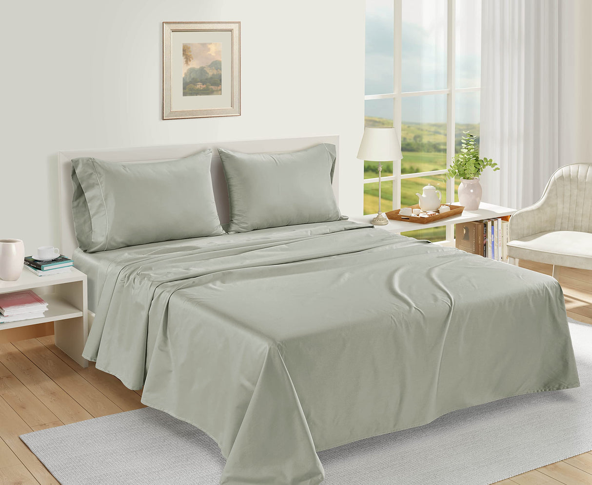 Luxury 100% Egyptian Cotton Bed Sheets - 1000 Thread Count 4-Piece Mineral King Set Bedding Sateen Weave