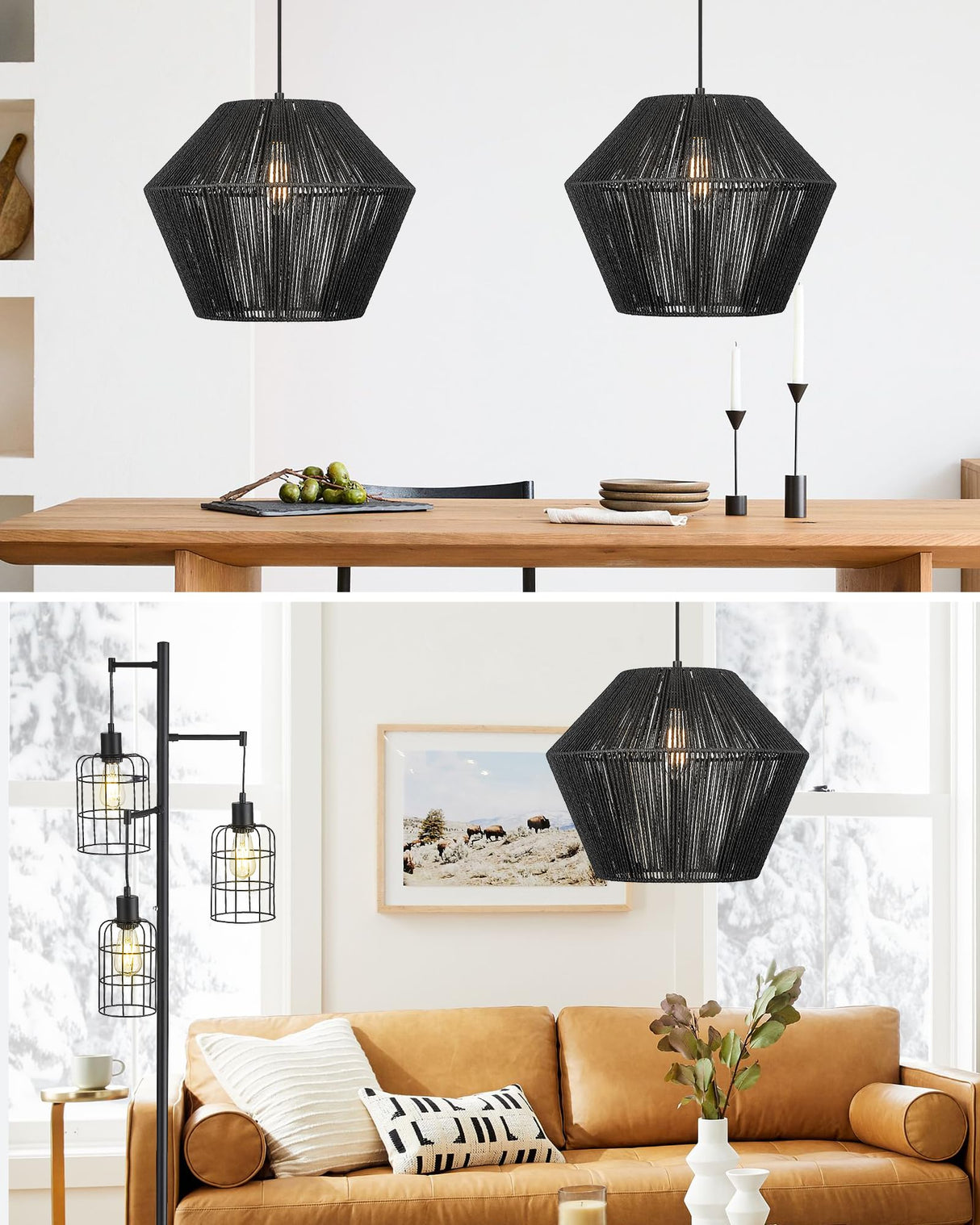 16.5” Large Modern Woven Chandelier Farmhouse Coastal Pendant Light Fixtures Matte