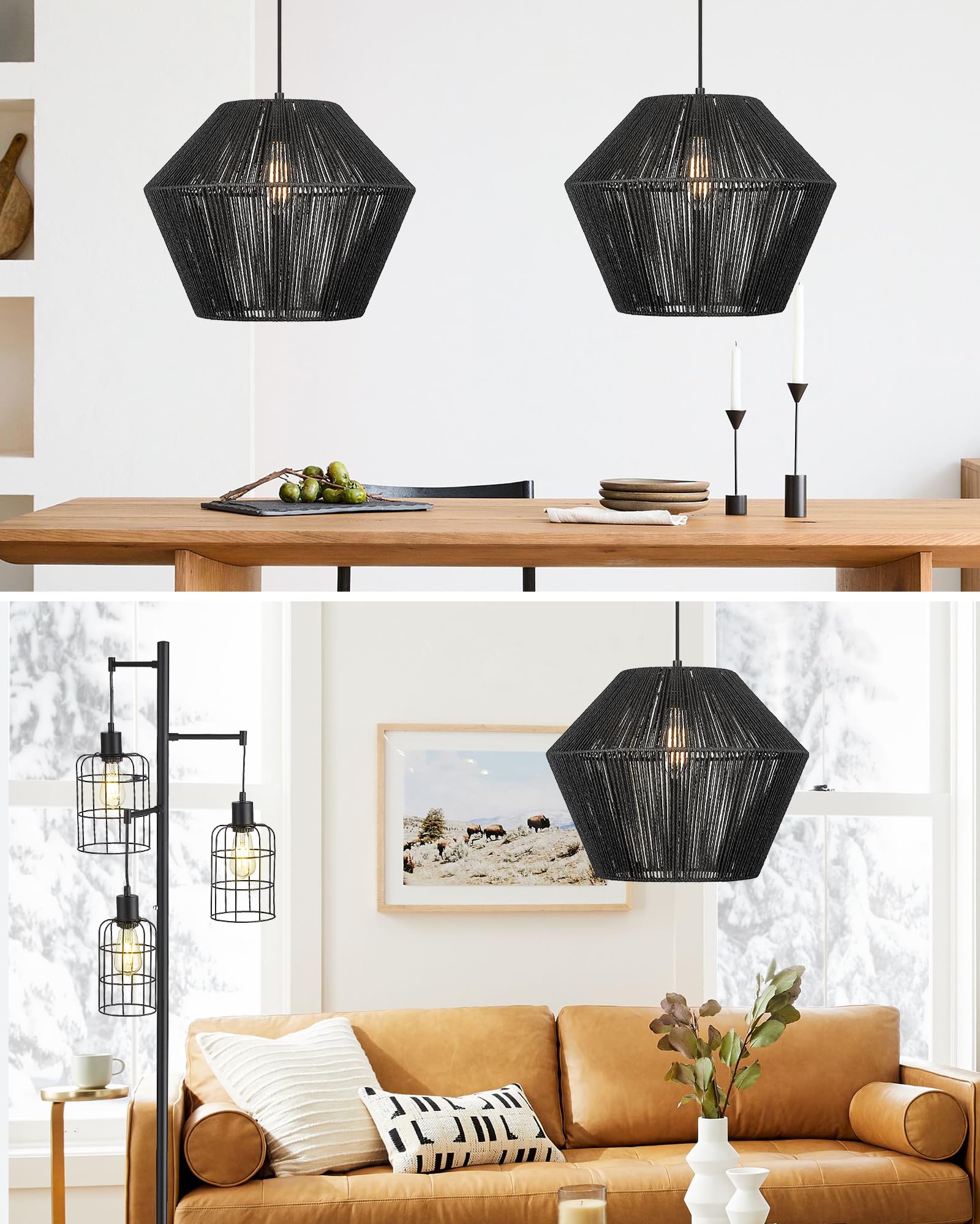 16.5” Large Modern Woven Chandelier Farmhouse Coastal Pendant Light