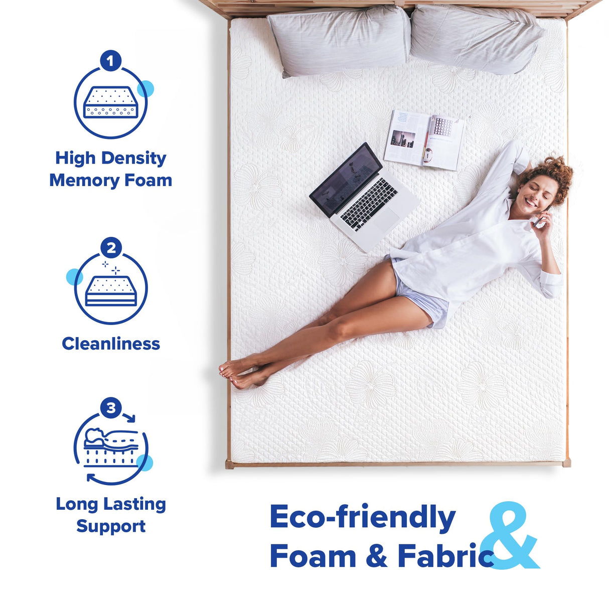 Twin Mattress, 9 Inch Gel Memory Foam Mattress, Gel Infused for Comfort and Pressure