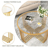 Coffee Tables for Living Room, Round Gold Glass Top Coffee Table,