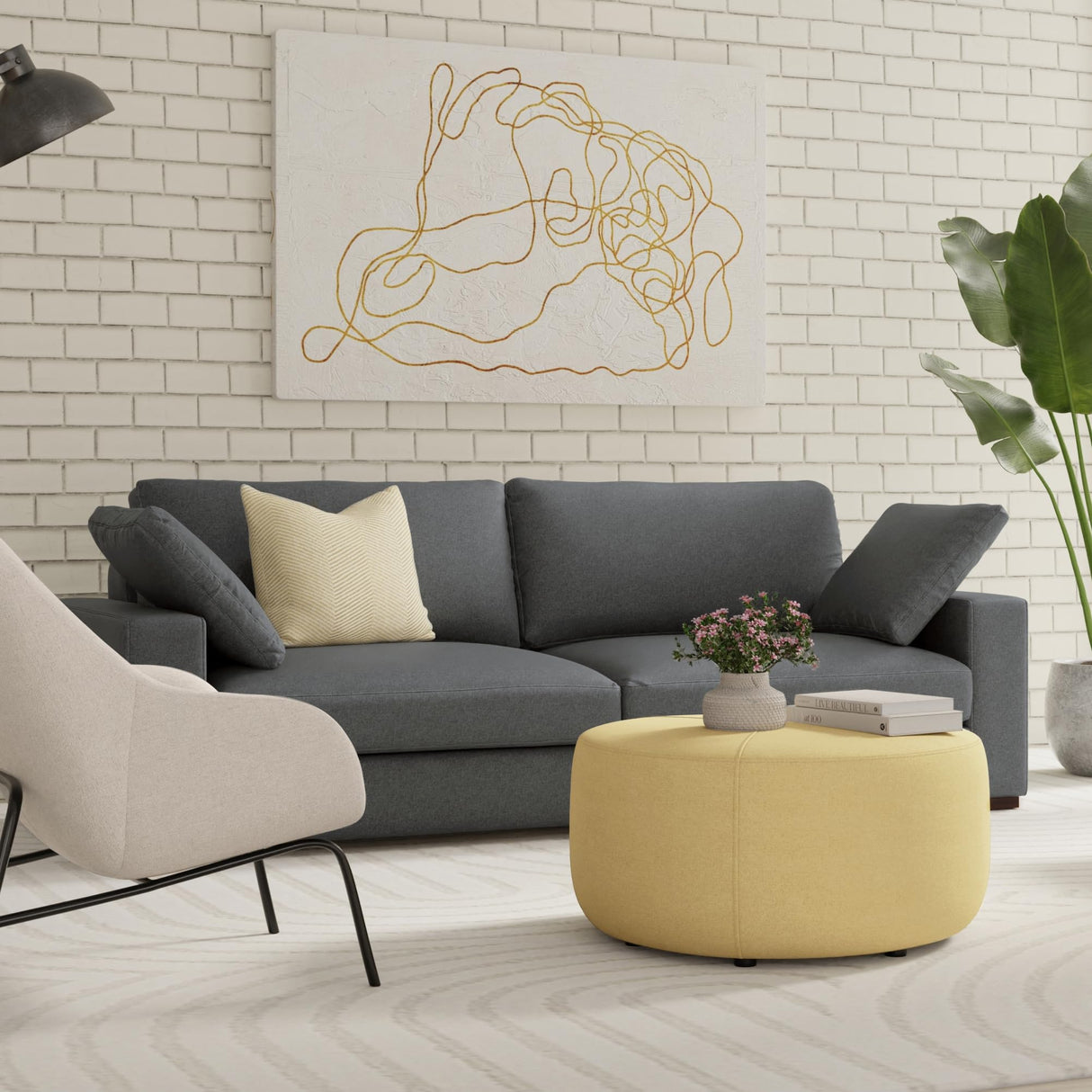 Charlie Sofa in 100% Recycled Polyester Tightly Woven Performance Fabric, Pebble Grey,
